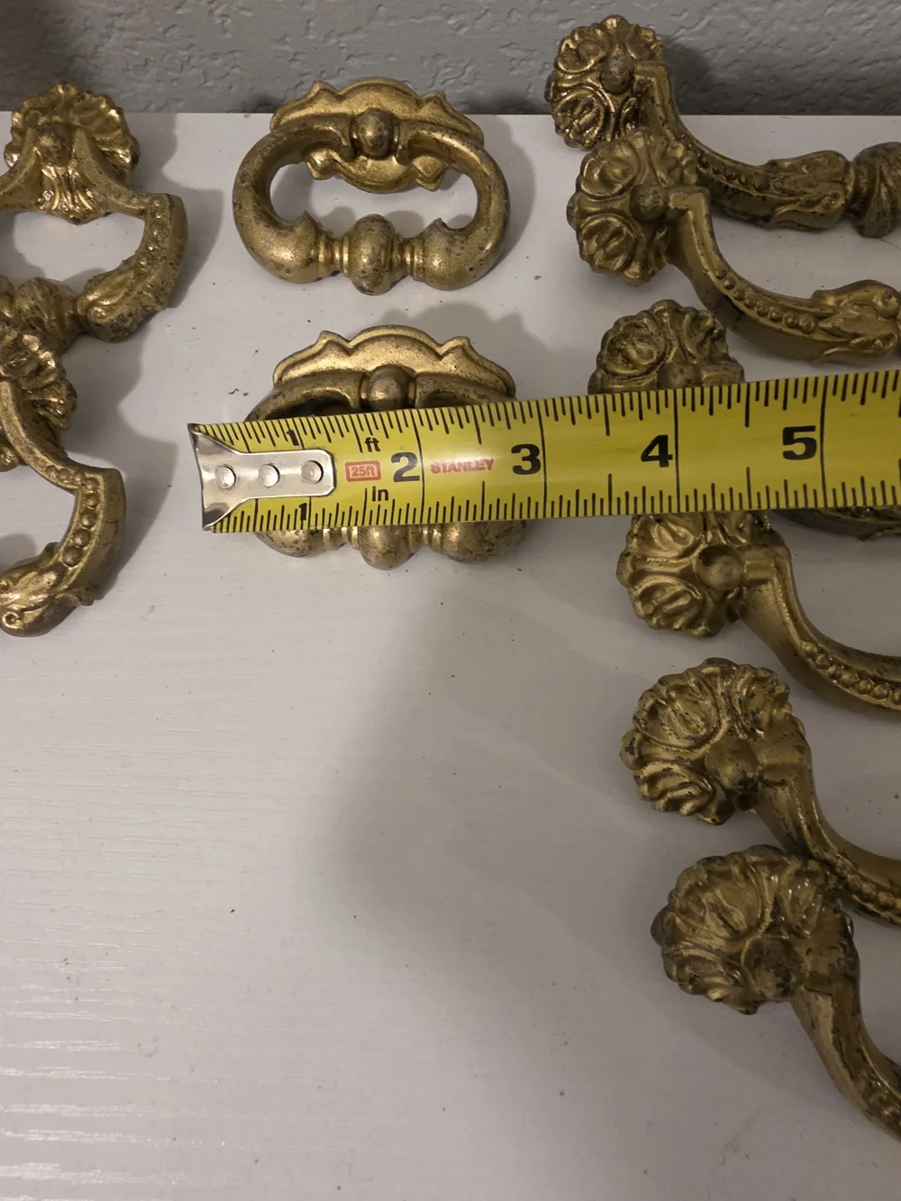 Ornate Gold/Brass Drawer Pulls and Drop Handles - Set